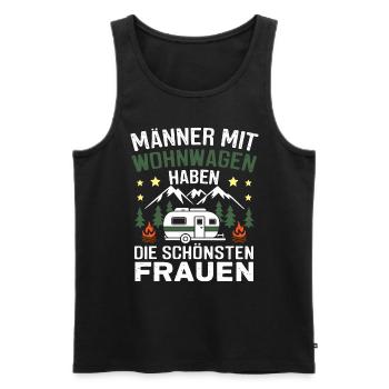 Männer mit Wohnwagen haben die schönsten Frauen - Männer Premium Bio Tank Top - Schwarz - Vorne - Michal (187cm)