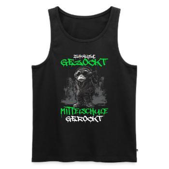Zuhause gezockt Mittelschule gerockt Affe - Männer Premium Bio Tank Top - Schwarz - Vorne - AI Model Male 178 light (178cm)