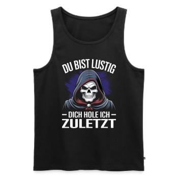 Du bist lustig Totenkopf | Biker | Motorradfahrer - Männer Premium Bio Tank Top - Schwarz - Vorne - Michal (187cm)