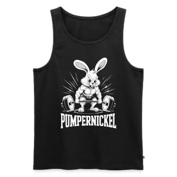 Gym Pumpernickel | Pumper | Fitness Bodybuilding - Männer Premium Bio Tank Top - Schwarz - Vorne - AI Model Male 178 light (178cm)