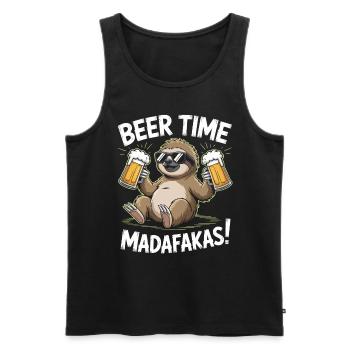 Bier Faultier | Beer Time Madafakas Sloth - Männer Premium Bio Tank Top - Schwarz - Vorne - AI Model Male 178 light (178cm)
