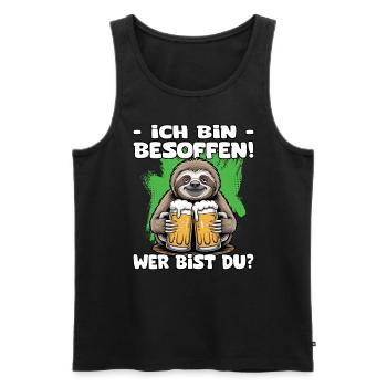 Ich bin besoffen wer bist du Faultier | Bier Sloth - Männer Premium Bio Tank Top - Schwarz - Vorne - AI Model Male 178 light (178cm)