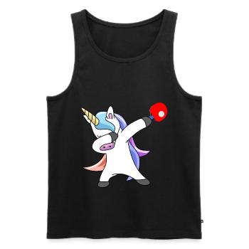 Tennis de table tamponnant licorne - Débardeur bio Premium Homme - noir - Devant - Michal (187cm)