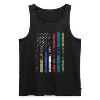 American Flag - Patriotic - Men's Premium Organic Tank Top - black - Front - AI Model Male 178 light (178cm)