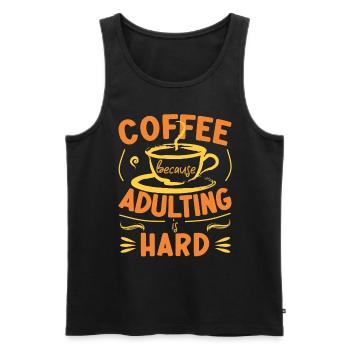 Kaffee, weil das Erwachsenwerden schwer ist - Männer Premium Bio Tank Top - Schwarz - Vorne - Michal (187cm)