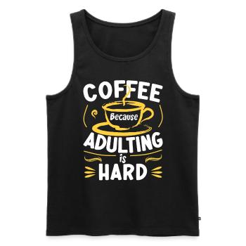 Kaffee, weil das Erwachsenwerden schwer ist - Männer Premium Bio Tank Top - Schwarz - Vorne - Michal (187cm)