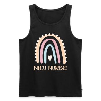 NICU Nurse - Rainbow Heart - Men's Premium Organic Tank Top - black - Front - AI Model Male 178 light (178cm)