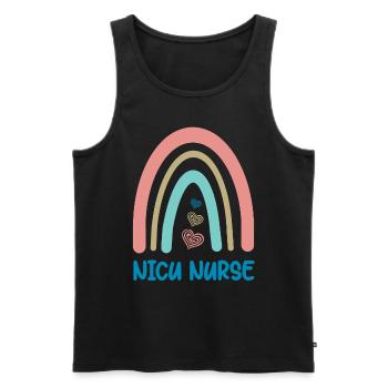 NICU Nurse - Rainbow Heart - Men's Premium Organic Tank Top - black - Front - AI Model Male 178 light (178cm)