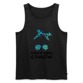 Meinen Mann großzuziehen ist anstrengend - Unordentliches Brötchen - Männer Premium Bio Tank Top - Schwarz - Vorne - Michal (187cm)