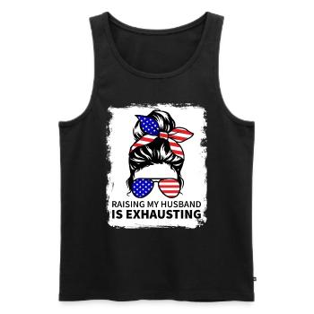 Meinen Mann großzuziehen ist anstrengend - Unordentliches Brötchen - Männer Premium Bio Tank Top - Schwarz - Vorne - Michal (187cm)