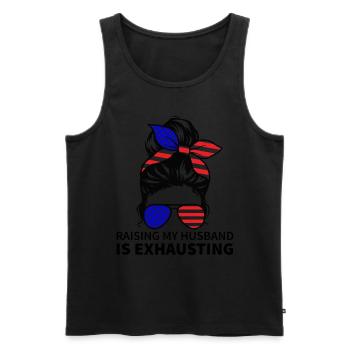 Meinen Mann großzuziehen ist anstrengend - Unordentliches Brötchen - Männer Premium Bio Tank Top - Schwarz - Vorne - Michal (187cm)