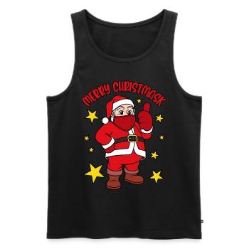 Joyeux Noël Santa Claus avec masque facial - Débardeur bio Premium Homme - noir - Devant - Michal (187cm)