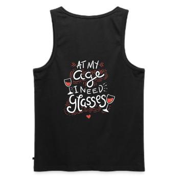 Wine Glass Sayings - Men's Premium Organic Tank Top - black - Back - AI Model Male 178 light (178cm)