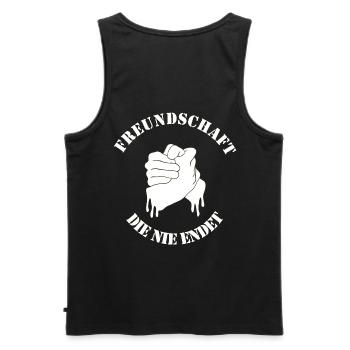 Freundschaftslogo Hand in Hand - Männer Premium Bio Tank Top - Schwarz - Hinten - AI Model Male 178 light (178cm)
