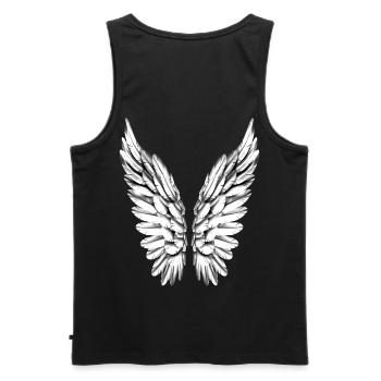 Angel Wing Silver White Angel Wings Angel Wings - Men's Premium Organic Tank Top - black - Back - AI Model Male 178 light (178cm)