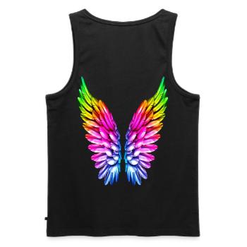 LGBT Regenbogen Engelsflügel Gay Lesbisch Queer - Männer Premium Bio Tank Top - Schwarz - Hinten - AI Model Male 178 light (178cm)