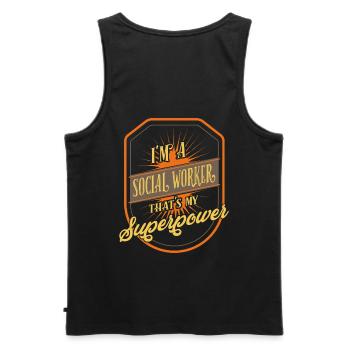 Sozialarbeiter - Männer Premium Bio Tank Top - Schwarz - Hinten - AI Model Male 178 light (178cm)