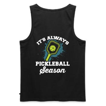 Pickleball - Pickleball Season - Men's Premium Organic Tank Top - black - Back - AI Model Male 178 light (178cm)
