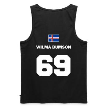 Nom islandais de football maillot Sauf Islande 69 - Débardeur bio Premium Homme - noir - Dos - AI Model Male 178 light (178cm)