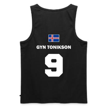 Le nom de l'île de Majorque Sauf Jersey Gin - Débardeur bio Premium Homme - noir - Dos - AI Model Male 178 light (178cm)