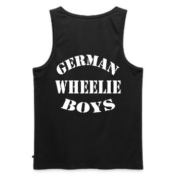 German Wheelie Boys Bike Stunts Design - Männer Premium Bio Tank Top - Schwarz - Hinten - AI Model Male 178 light (178cm)
