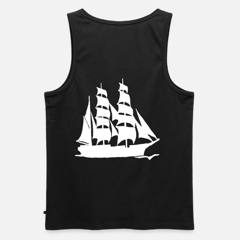 SEGELBOOT GROßFORMAT WEIß - Männer Premium Bio Tank Top - Schwarz
