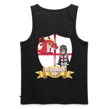 St. Georg Tag Drachenritter - Männer Premium Bio Tank Top - Schwarz - Hinten - AI Model Male 178 light (178cm)