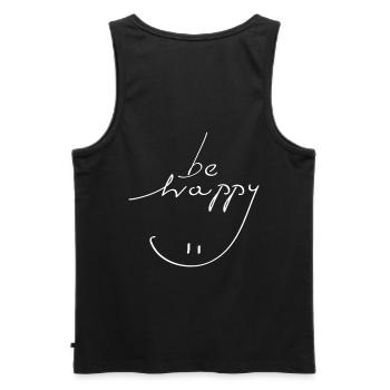 Sei glücklich Lächeln - Männer Premium Bio Tank Top - Schwarz - Hinten - AI Model Male 178 light (178cm)