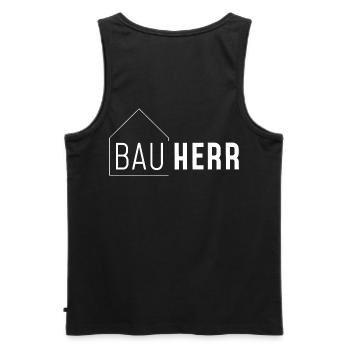 Bauherr mit Haus ohne Jahreszahl /hell - Männer Premium Bio Tank Top - Schwarz - Hinten - AI Model Male 178 light (178cm)