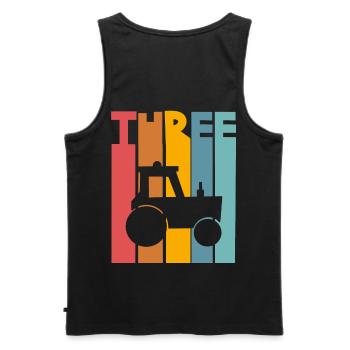 Traktor 3. Geburtstag Kinder - Männer Premium Bio Tank Top - Schwarz - Hinten - AI Model Male 178 light (178cm)