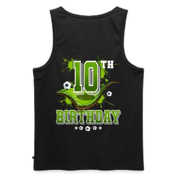 10e anniversaire de football - Débardeur bio Premium Homme - noir - Dos - AI Model Male 178 light (178cm)