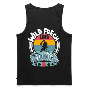 Pirat 6. Geburtstag Kinder - Männer Premium Bio Tank Top - Schwarz - Hinten - AI Model Male 178 light (178cm)