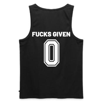 Zero Fucks Given – Logo en gras 0 - Débardeur bio Premium Homme - noir - Dos - AI Model Male 178 light (178cm)