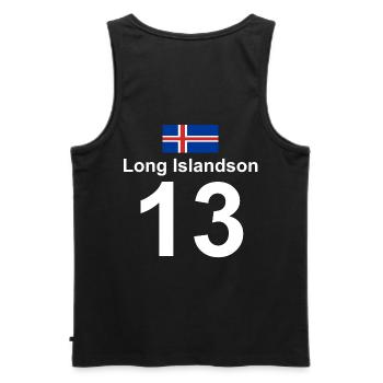 Long Islandson - Men's Premium Organic Tank Top - black - Back - AI Model Male 178 light (178cm)