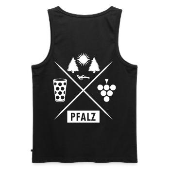 Pfälzer Mundart - Männer Premium Bio Tank Top - Schwarz - Hinten - AI Model Male 178 light (178cm)