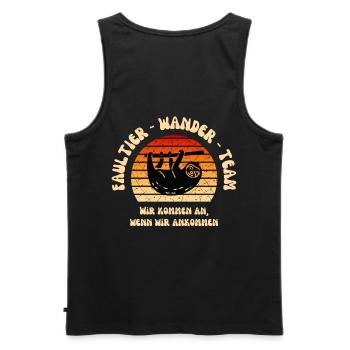 Wandern Faultier Wanderteam lustig Schrift retro - Männer Premium Bio Tank Top - Schwarz - Hinten - AI Model Male 178 light (178cm)