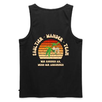 Wandern Faultier Wanderteam lustig Schrift retro - Männer Premium Bio Tank Top - Schwarz - Hinten - AI Model Male 178 light (178cm)