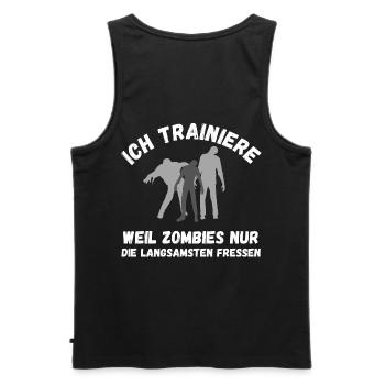 Zombie Training grau Schrift lustig Fitness - Männer Premium Bio Tank Top - Schwarz - Hinten - AI Model Male 178 light (178cm)