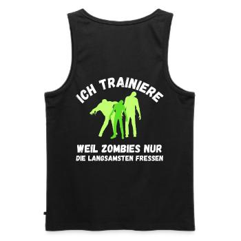 Zombie Training grün Schrift lustig Fitness - Männer Premium Bio Tank Top - Schwarz - Hinten - AI Model Male 178 light (178cm)