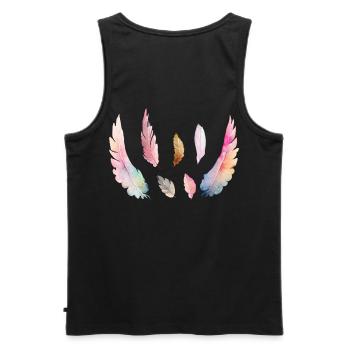Farbiges Aquarellgefieder - Männer Premium Bio Tank Top - Schwarz - Hinten - AI Model Male 178 light (178cm)