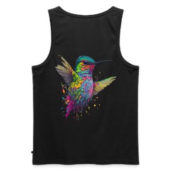 Color Explosion Hummingbird Artwork - Men's Premium Organic Tank Top - black - Back - AI Model Male 178 light (178cm)