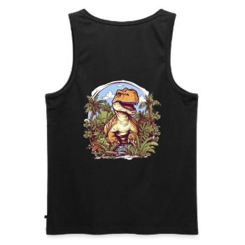 T-Rex Cartoon Jungle - Men's Premium Organic Tank Top - black - Back - AI Model Male 178 light (178cm)
