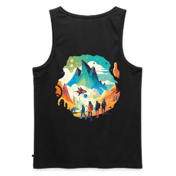 Reise zum Mittelpunkt der Erde - Männer Premium Bio Tank Top - Schwarz - Hinten - AI Model Male 178 light (178cm)