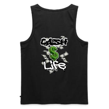 Cash$Life - Männer Premium Bio Tank Top - Schwarz - Hinten - AI Model Male 178 light (178cm)