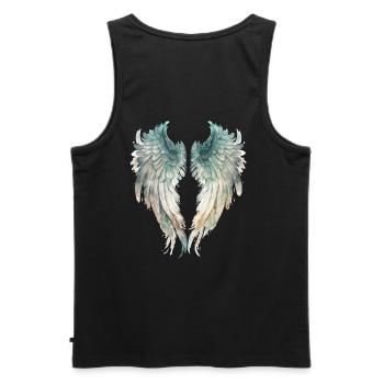 Watercolor Aquatic Angel Wings - Men's Premium Organic Tank Top - black - Back - AI Model Male 178 light (178cm)