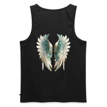 Ailes d'Ange aquarelle pastel - Débardeur bio Premium Homme - noir - Dos - AI Model Male 178 light (178cm)