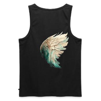 Aile d'oiseau pastel élégante - Débardeur bio Premium Homme - noir - Dos - AI Model Male 178 light (178cm)