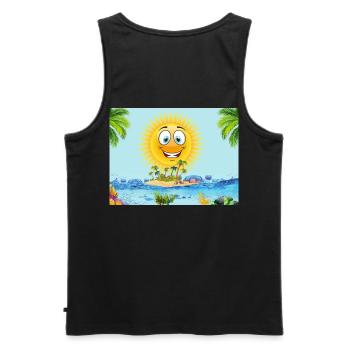 Sunny Island Cartoon Sun - Men's Premium Organic Tank Top - black - Back - AI Model Male 178 light (178cm)
