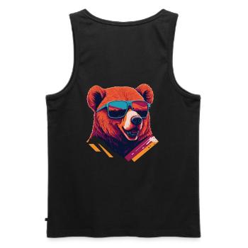 Bold and Bearish: Retro Bear T-Shirt - Men's Premium Organic Tank Top - black - Back - AI Model Male 178 light (178cm)