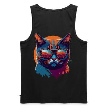 Rebel Paws: Retro Cat T-Shirt Art - Men's Premium Organic Tank Top - black - Back - AI Model Male 178 light (178cm)